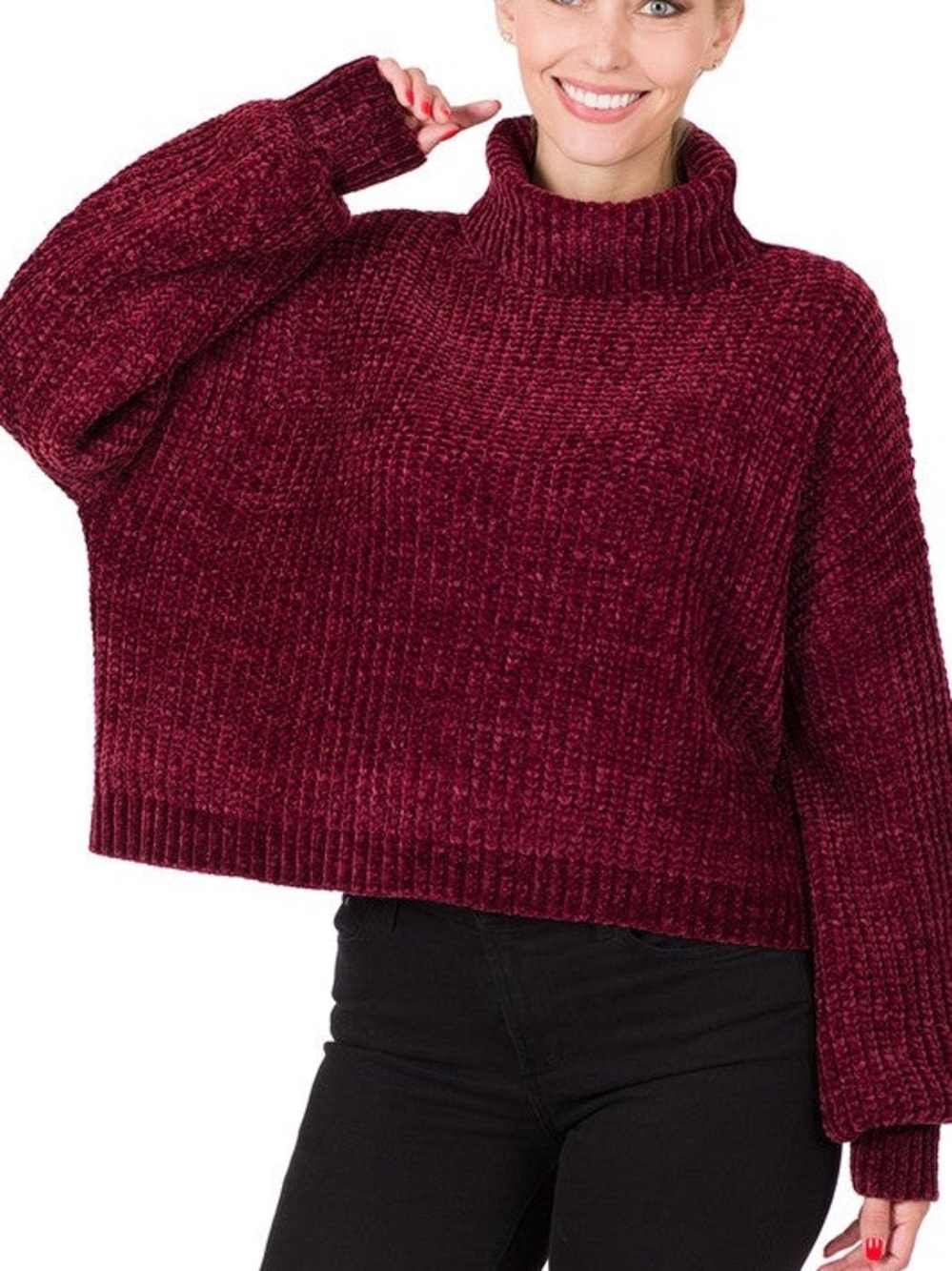 Burgundy Chenille Turtleneck Sweater in size Large